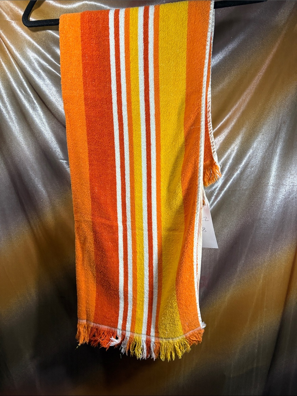 Vintage Cannon Orange Striped Cotton Towel 22 x 38. QQ